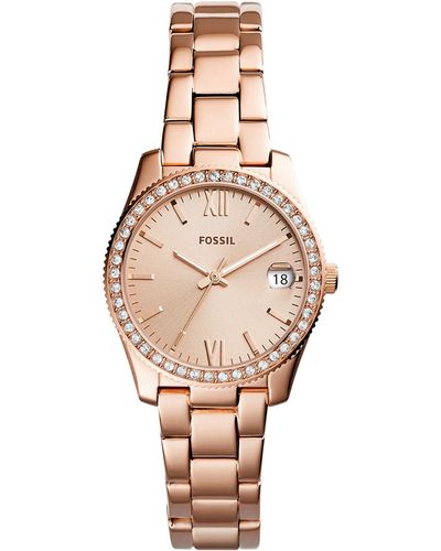 Fossil Women's Scarlette Rose Gold-tone Stainless Steel Bracelet Watch 32mm - Metallic