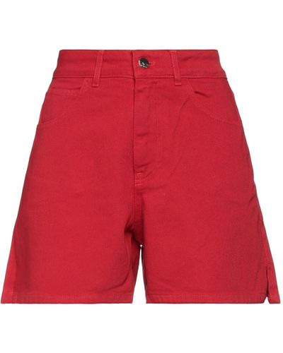 Kaos Denim Shorts - Red