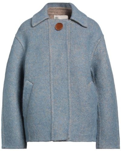Tory Burch Light Coat Wool, Synthetic Fibres, Mohair Wool, Alpaca Wool, Silk - Blue