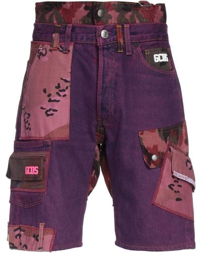 Gcds Denim Shorts - Purple