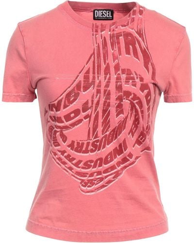 DIESEL Acid-wash T-shirt With Graphic Logo Print - Pink