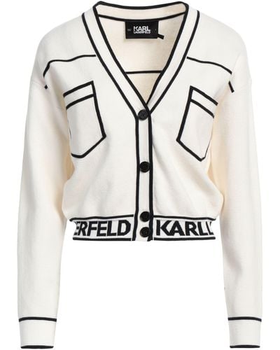 Karl Lagerfeld Cárdigan con franja del logo - Blanco