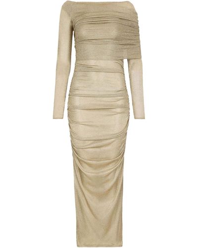 Dolce & Gabbana Longuette-Kleid Aus Lurex-Strick - Natur