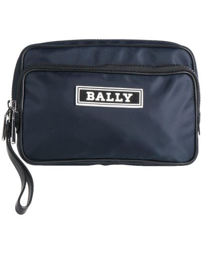 Bally Midnight Beauty Case Textile Fibers, Soft Leather - Blue