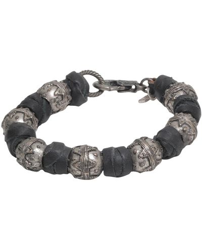 Riccardo Forconi Bracelet Leather, Metal - Black