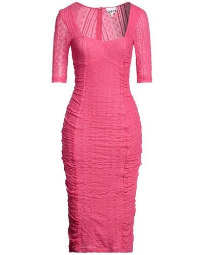 Ganni Midi-Kleid - Pink