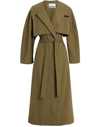 Ganni Overcoat & Trench Coat - Green