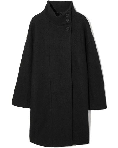 COS Funnel-neck Boiled-wool Coat - Black