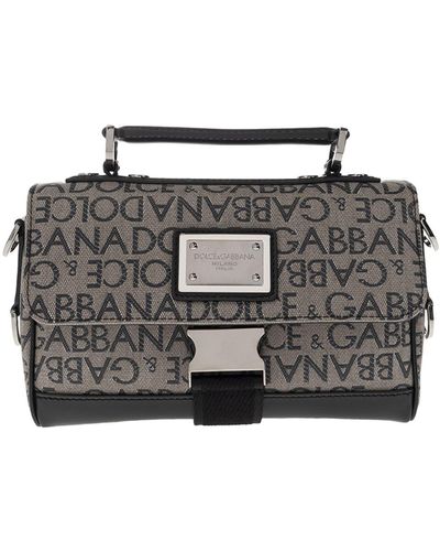 Dolce & Gabbana Bolso bandolera de jacquard - Gris