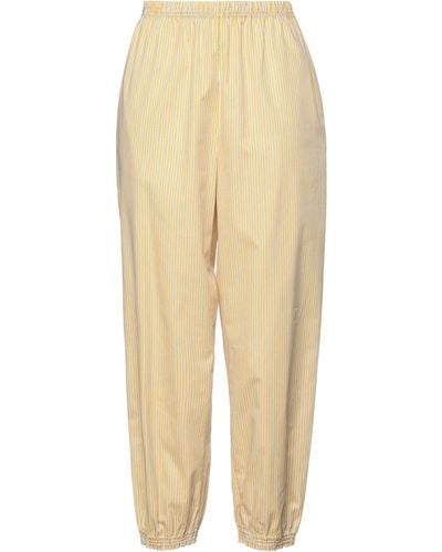 Tory Burch Striped Cotton Tapered Trousers - Yellow