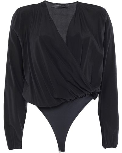 FEDERICA TOSI Bodysuit Silk, Elastane, Polyester - Black