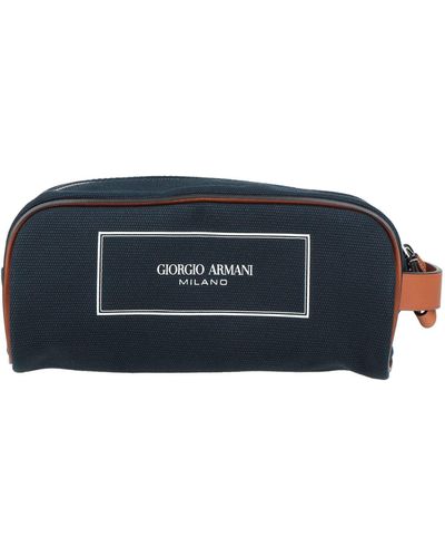 Giorgio Armani Midnight Beauty Case Cotton, Bovine Leather - Blue