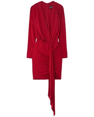 Haney Zola Draped Ruched Stretch-jersey Mini Dress - Red