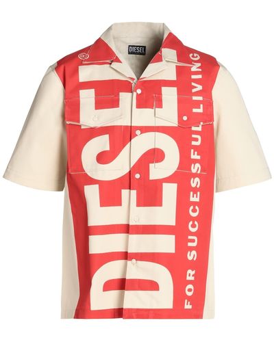 DIESEL S-mac-22 Logo-print Cotton-twill Shirt - Red