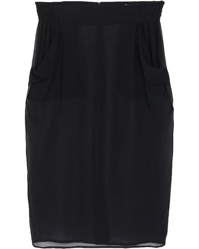 Saint Laurent Midi Skirt Silk - Black