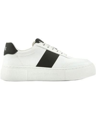 Armani Exchange E Sneakers mit Schwarzen Akzenten - Weiß