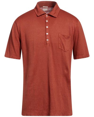 Massimo Alba Rust Polo Shirt Linen - Red