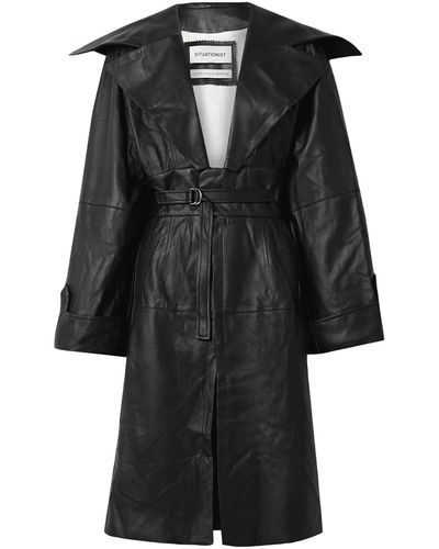 Situationist Overcoat & Trench Coat - Black