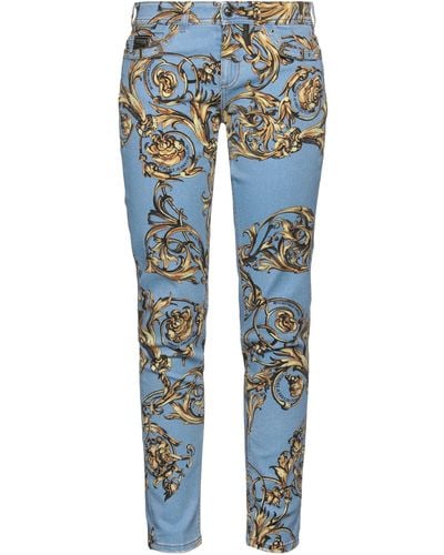 Versace Pastel Pants Cotton, Elastane - Blue
