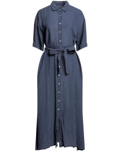 120% Lino Midi Dress - Blue