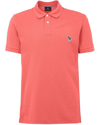 PS by Paul Smith Slim Fit Ss Polo Shirt Coral Polo Shirt Organic Cotton - Pink