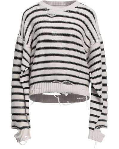 MM6 by Maison Martin Margiela Ecru/ Distressed Striped Sweater - White