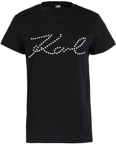 Karl Lagerfeld Logo Print-embellished Organic-cotton T-shirt - Black