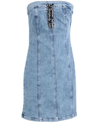 Karl Lagerfeld Klj Bodycon Tied Denim Dress Mini Dress Organic Cotton, Elastane - Blue