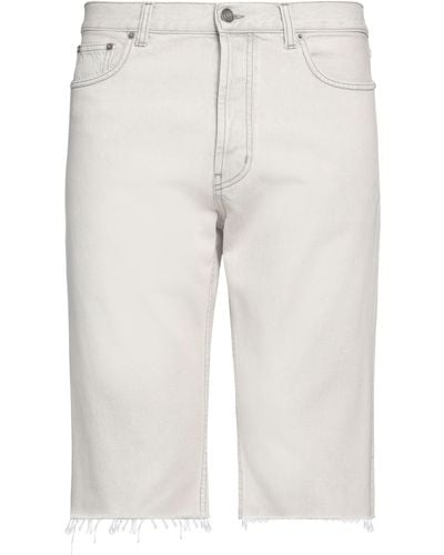 Saint Laurent Light Denim Shorts Cotton, Calfskin - White