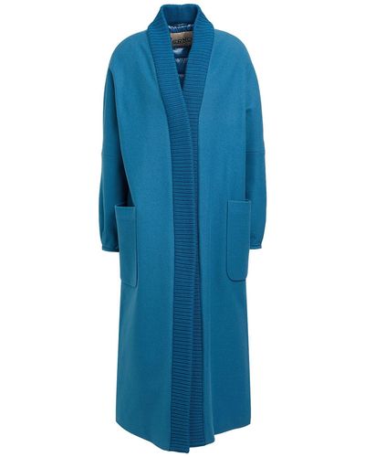 Herno Deep Jade Coat Wool, Polyamide, Acrylic, Elastane - Blue