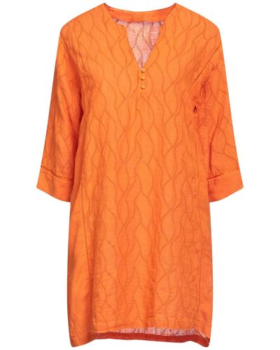 120% Lino Short Dress - Orange