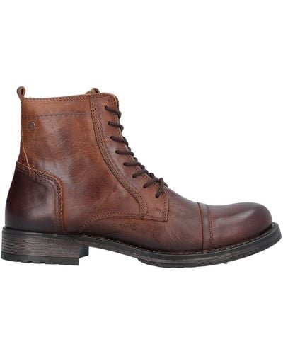 Jack & Jones Lace Up Leather Boot - Brown