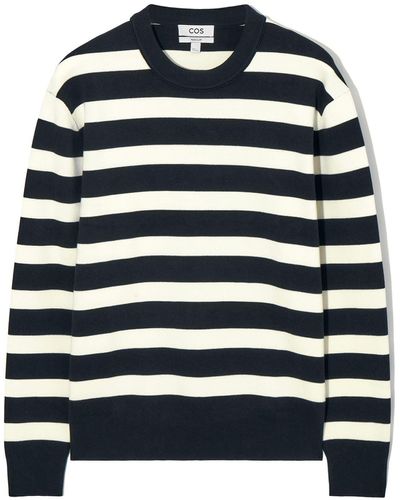 COS Striped Knitted Jumper - Blue
