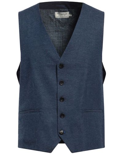 Fred Mello Slate Tailored Vest Cotton, Polyester - Blue