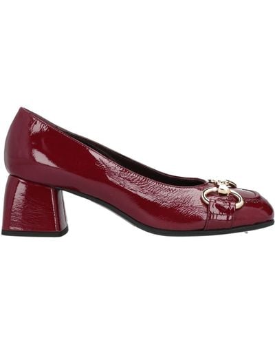Bruglia Burgundy Court Shoes Soft Leather - Red