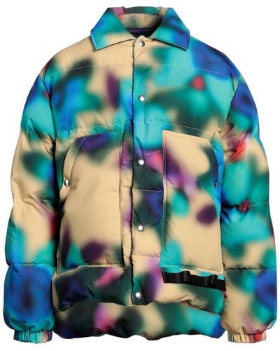 OAMC Abstract-pattern Padded Puffer Jacket - Blue