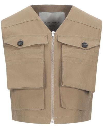 Frankie Morello Camel Tailored Vest Cotton - Natural