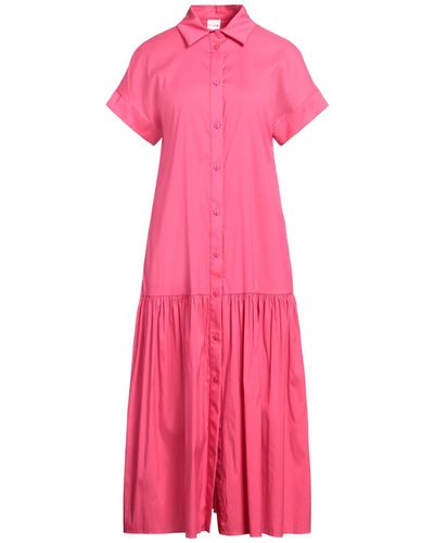 Max Mara Fuchsia Midi Dress Cotton, Polyamide, Elastane - Pink