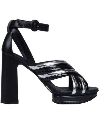 Hogan Leather Heel Sandals H353 - Black