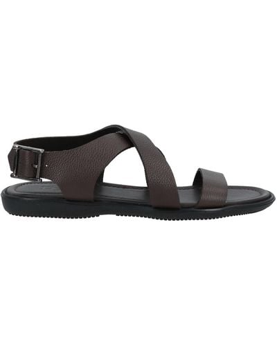 Doucal's Dark Sandals Soft Leather - Black