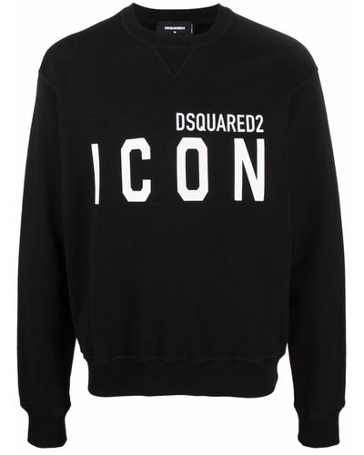 DSquared² Sudadera con estampado Icon y cuello redondo - Negro