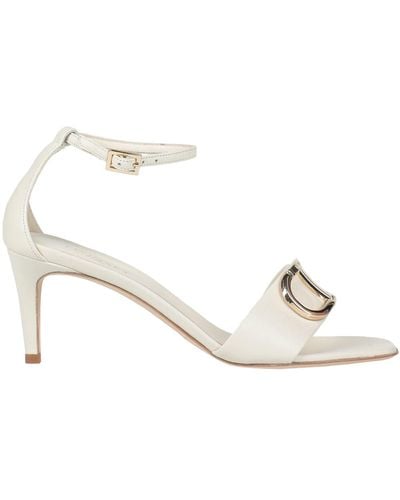 Twin Set Ivory Sandals Soft Leather - Natural