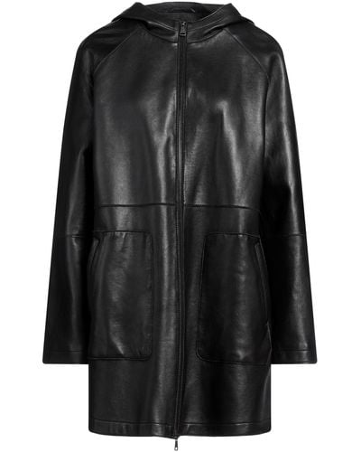 The Jackie Leathers Overcoat & Trench Coat - Black