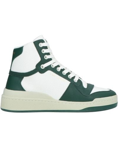 Saint Laurent Sl24 Logo-print High-top Leather Sneakers - Green