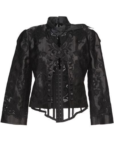 Dolce & Gabbana Cropped Stretch-tulle Taffeta Jacket - Black