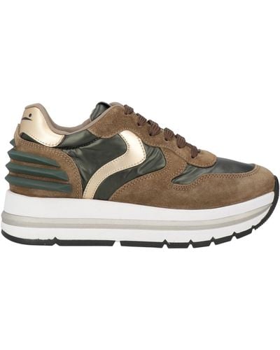 Voile Blanche Khaki Sneakers Leather, Textile Fibers - Natural