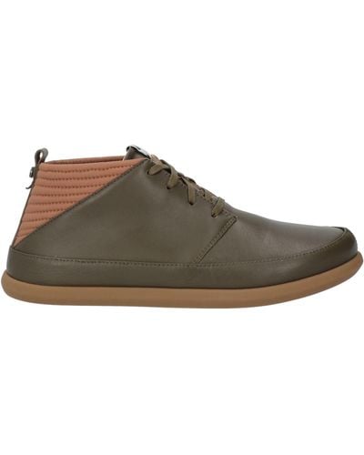 Volta Footwear Dark Ankle Boots Leather, Textile Fibers - Brown