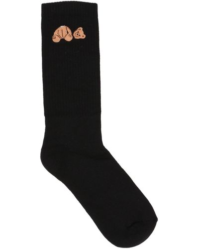 Palm Angels Bear Logo-embroidered Ankle Socks - Black