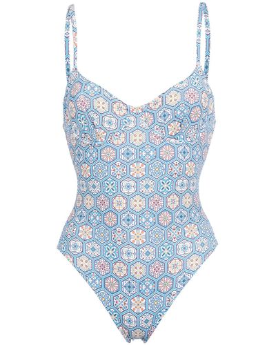 Solid & Striped One-piece Swimsuit - Blue
