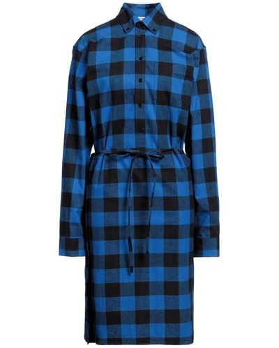 Vetements Tie-waist Checked Cotton-flannel Shirtdress - Blue